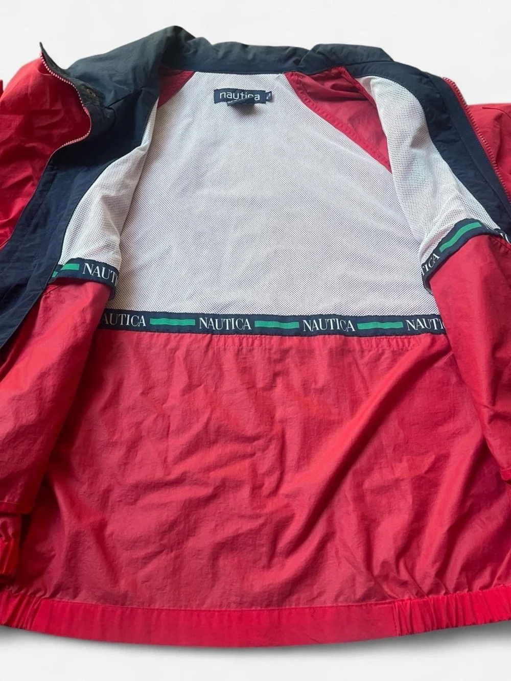 90's Vintage Nautica Jacket Windbreaker Red Sailing Mesh Lined Sz M Hoodie